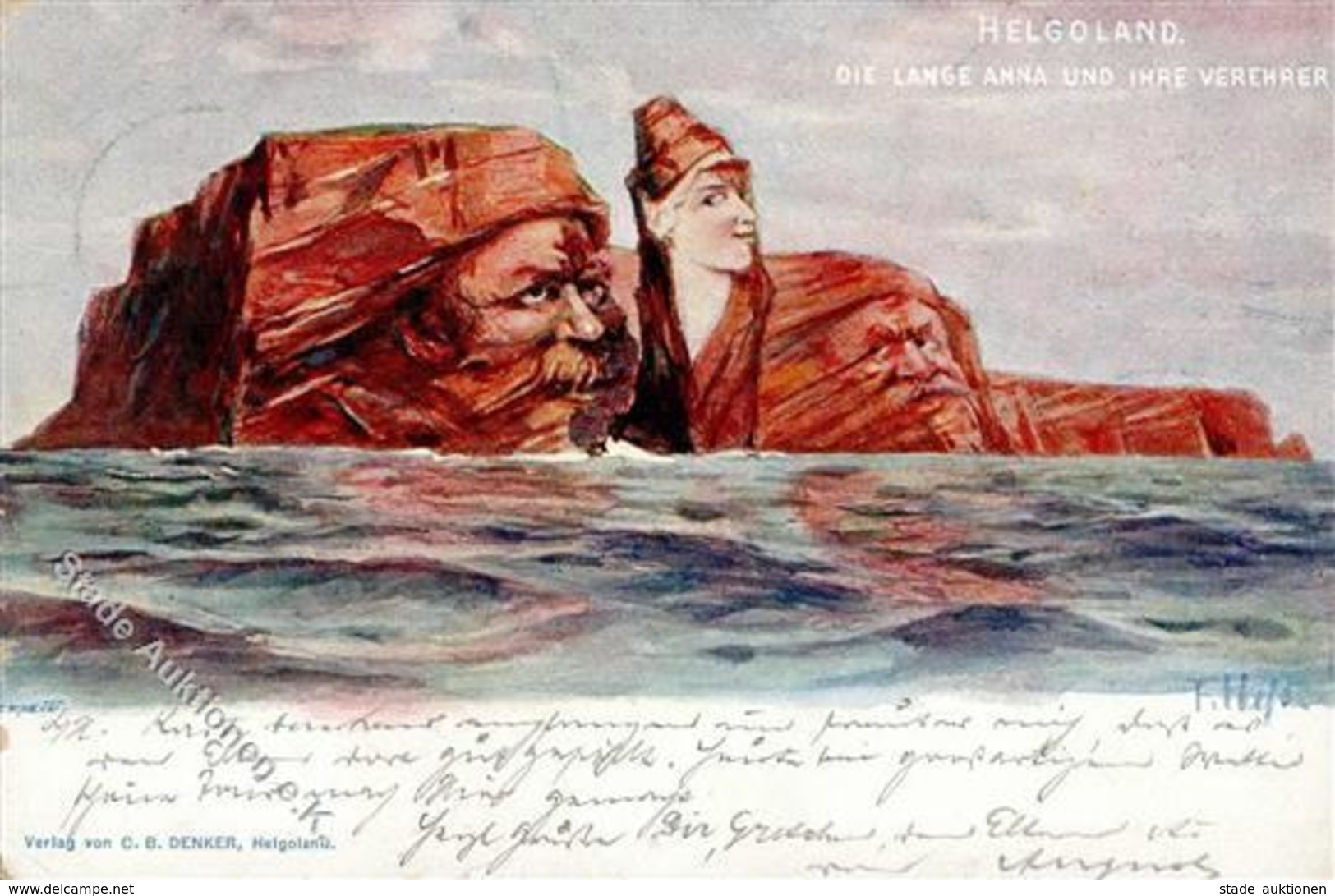 Berggesicht Helgoland Die Lange Anna Und Ihre Verehrer Künstlerkarte 1902 I-II - Märchen, Sagen & Legenden