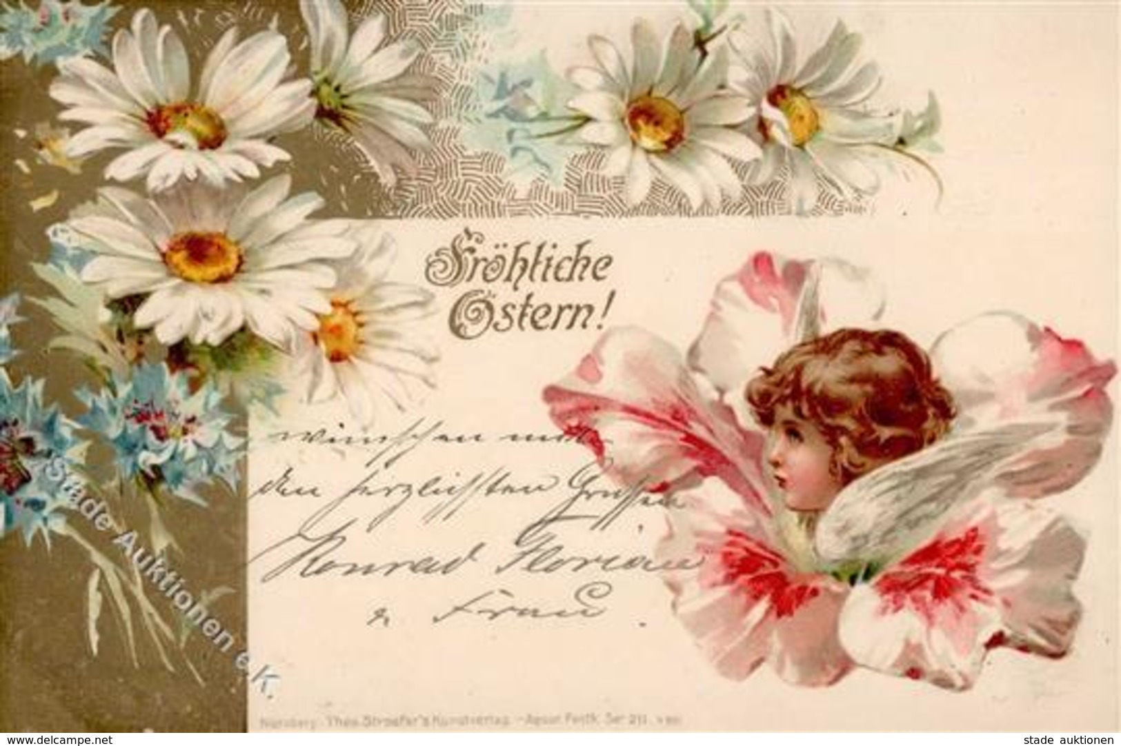 Blüte Mit Menschengesicht Ostern Verlag TSN 211 Geprägt Künstlerkarte 1904 I-II Paques - Bloemen