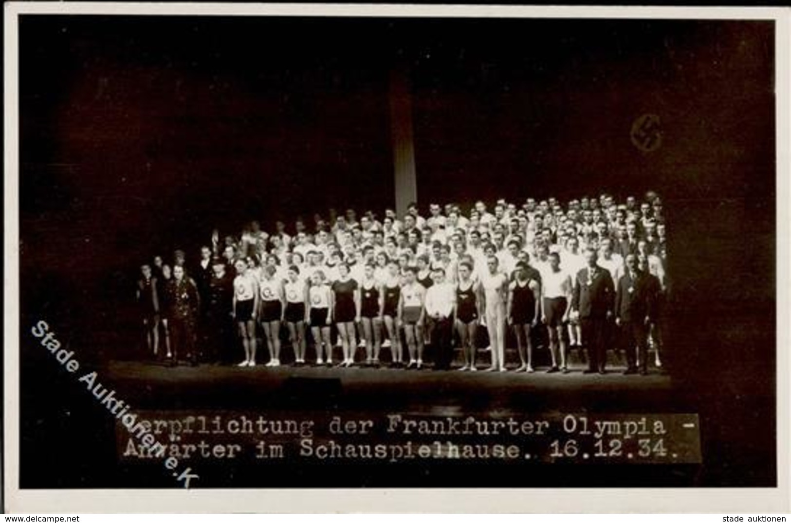 BERLIN OLYMPIA 1936 - Foto-Ak: Verpflichtung D. FRANKFURTER OLYMIA-ANWÄRTER Im Schauspielhaus 16.12.1934 I - Giochi Olimpici