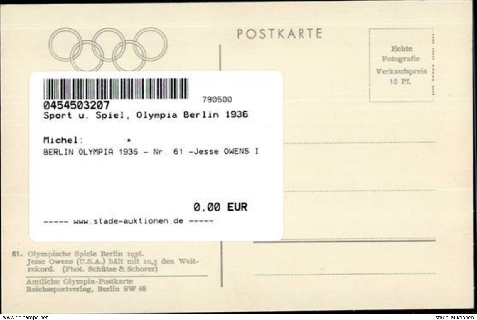 BERLIN OLYMPIA 1936 - Nr. 61 -Jesse OWENS I - Olympic Games