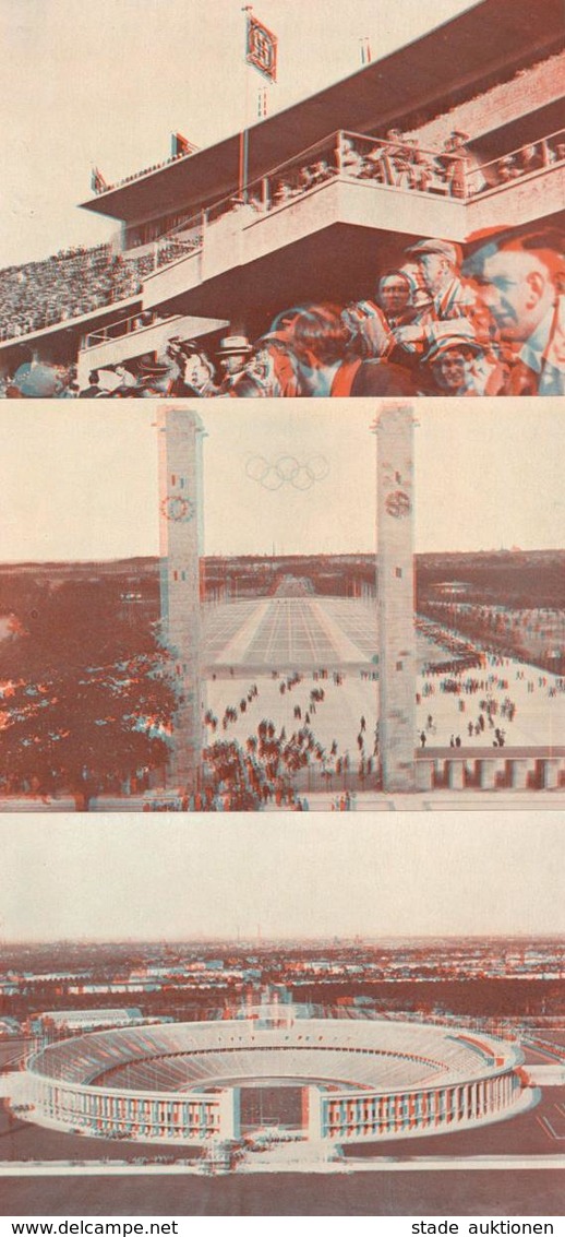 Olympiade 1936 Berlin Lot Mit 3 Stereoskopie-Karten Und Brille I-II - Olympische Spiele