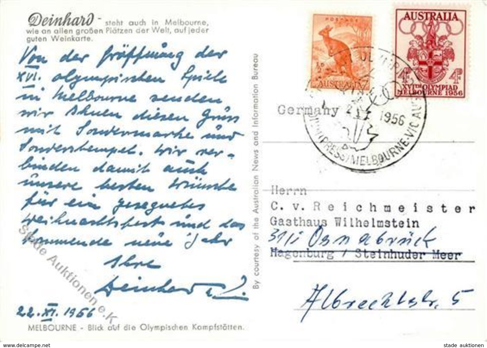 Olympiade Australien Melbourne Sondermarke Und Stempel I-II - Jeux Olympiques