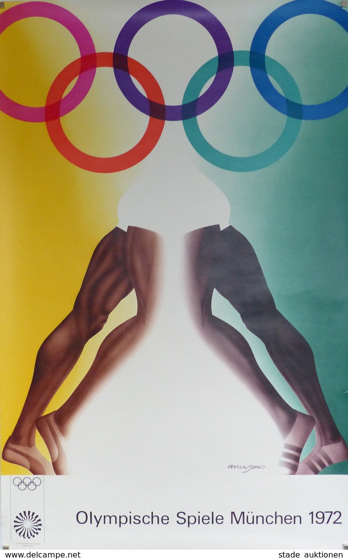 Olympiade München 1972 Plakat 64 X 101 Cm Sign. Jones, Allen I-II (kleiner Einriss) - Olympische Spiele