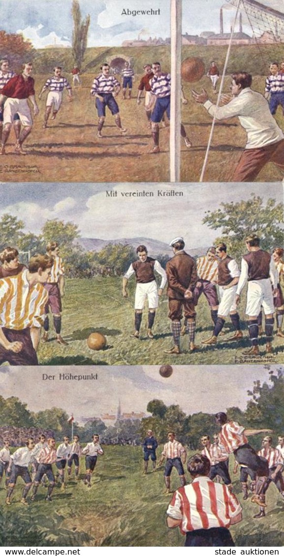 Fussball 3'er Set Künstler-Karten I-II - Soccer