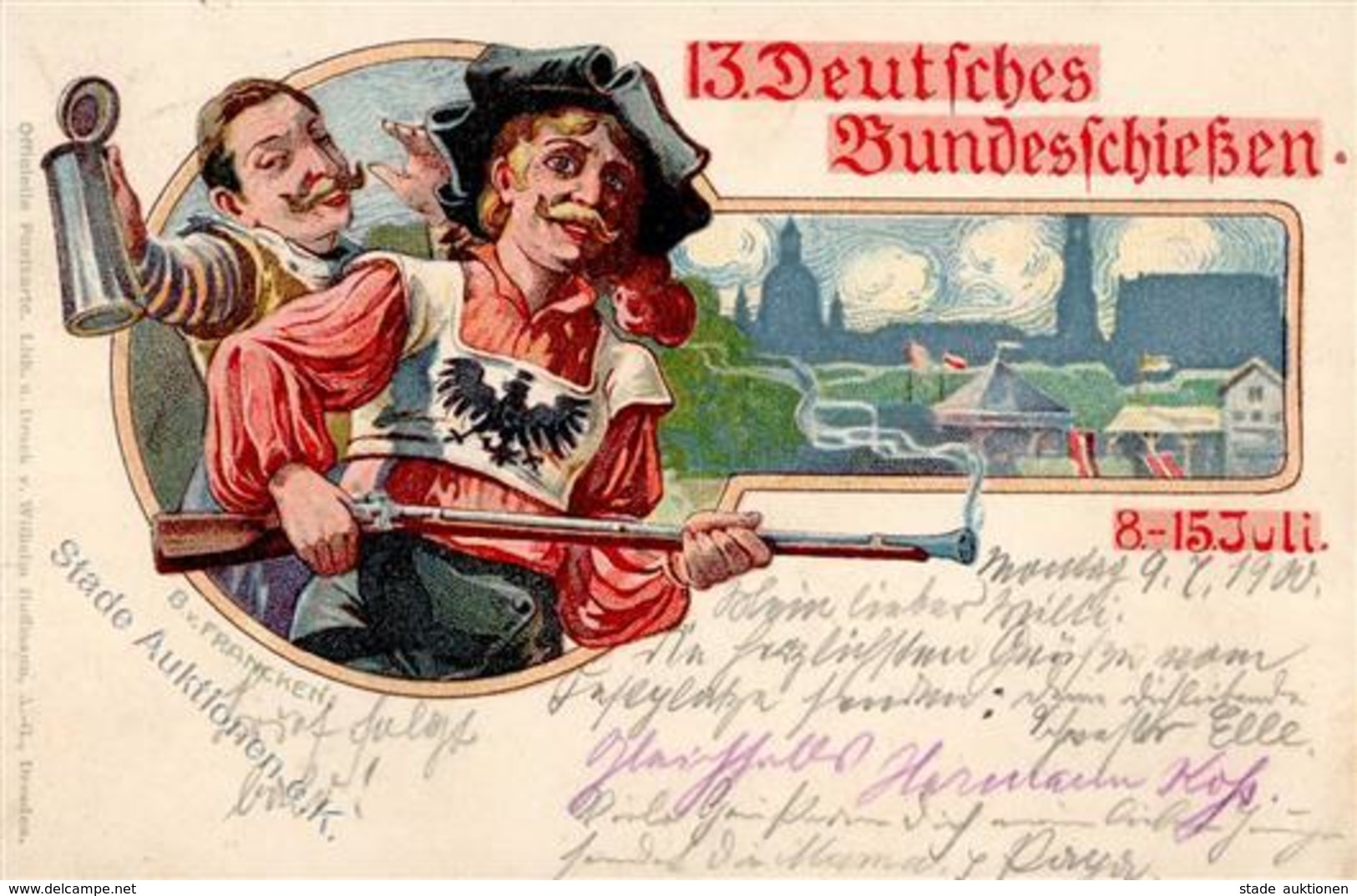 Schützenfest Dresden (o-8010) 13. Deutsches Bundesschießen 1900 I-II - Tir (Armes)