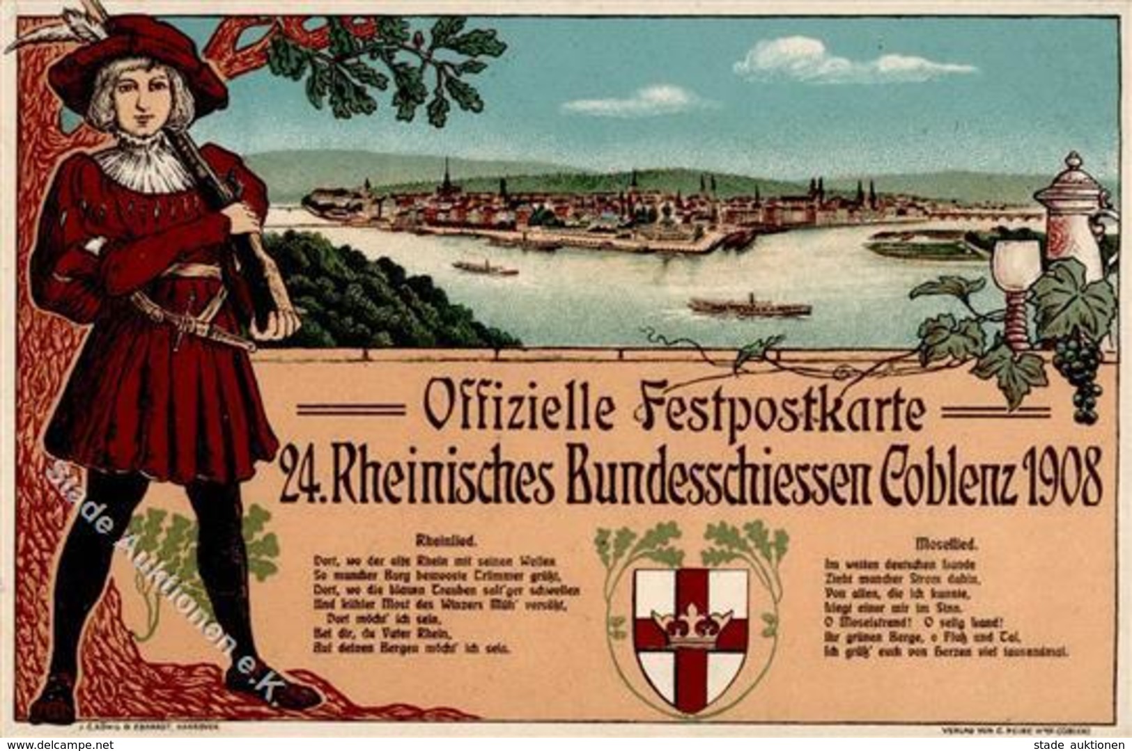 Schützenfest Koblenz (5400) 24. Rheinisches Bundesschießen 1908 I-II - Shooting (Weapons)