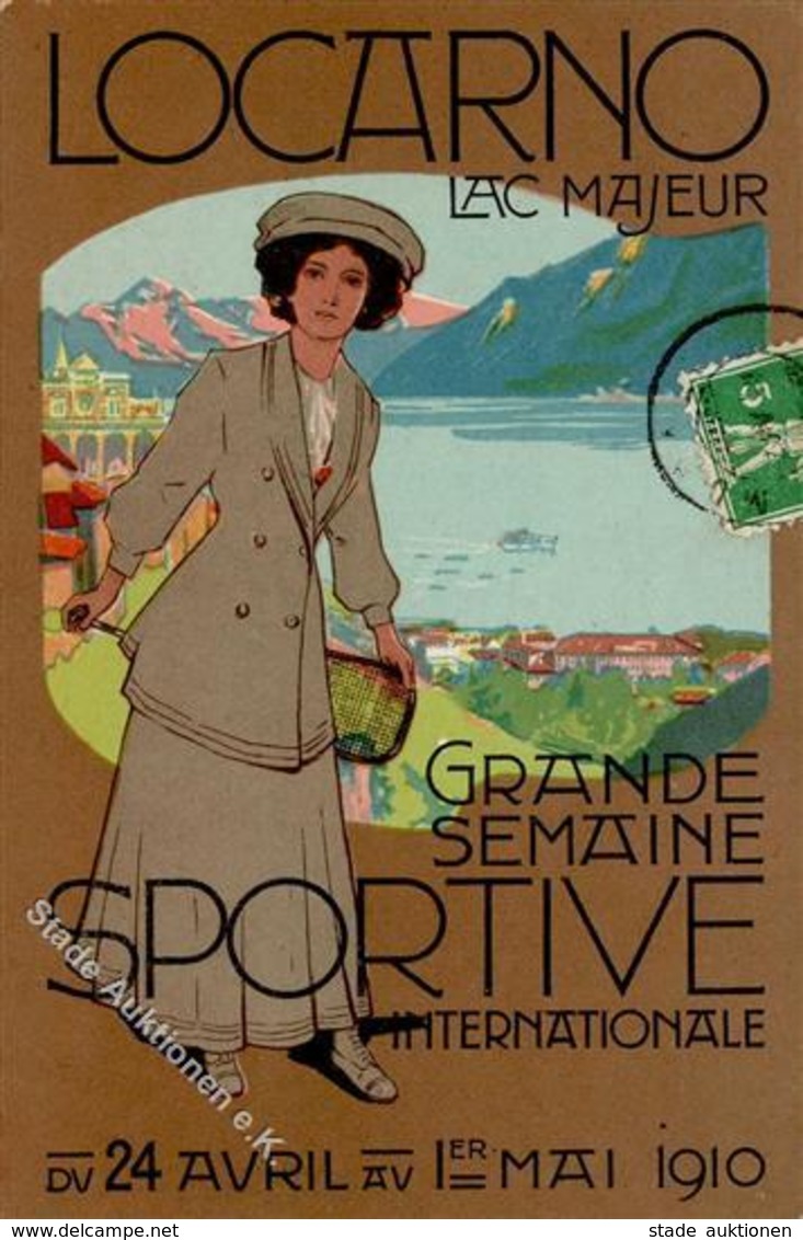 Tennis Locarno (6600) Schweiz Sportwoche Künstlerkarte 1910 I-II - Tennis