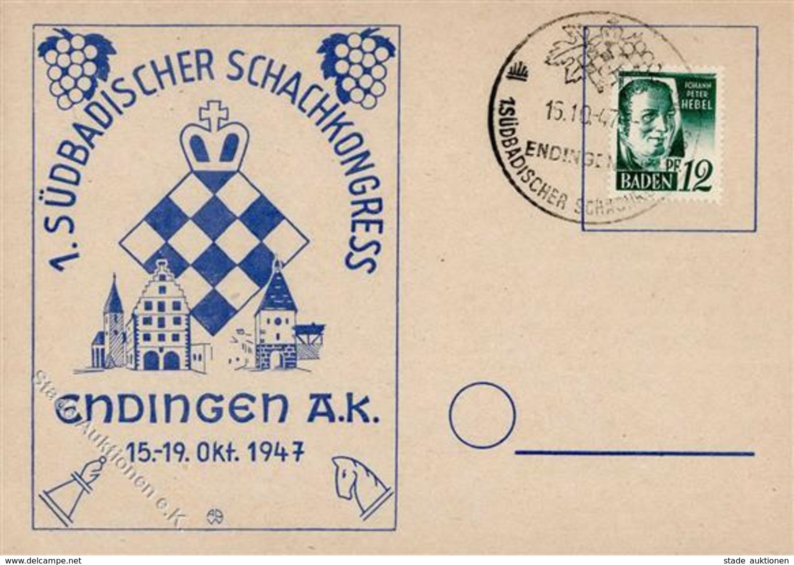 Schach Endingen (7833) 1. Süddeutscher Schachkongress I-II - Echecs