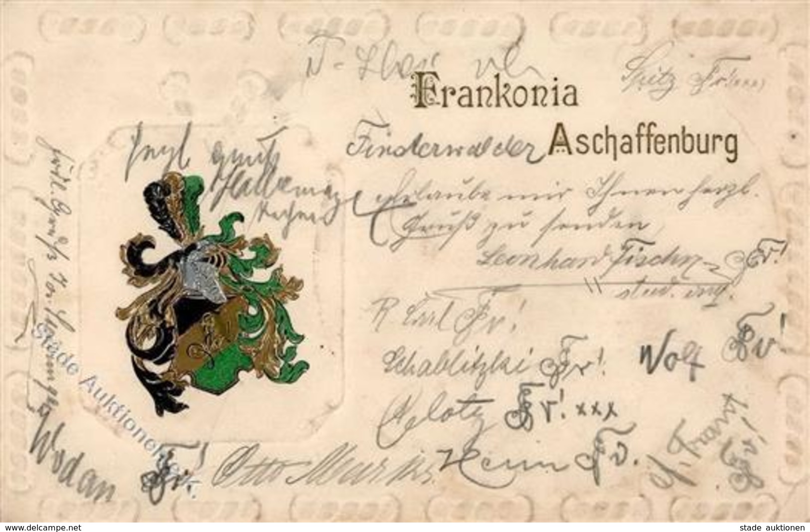 Studentika Aschaffenburg (8750) Frankonia Prägedruck 1906 I-II (fleckig) - Unclassified