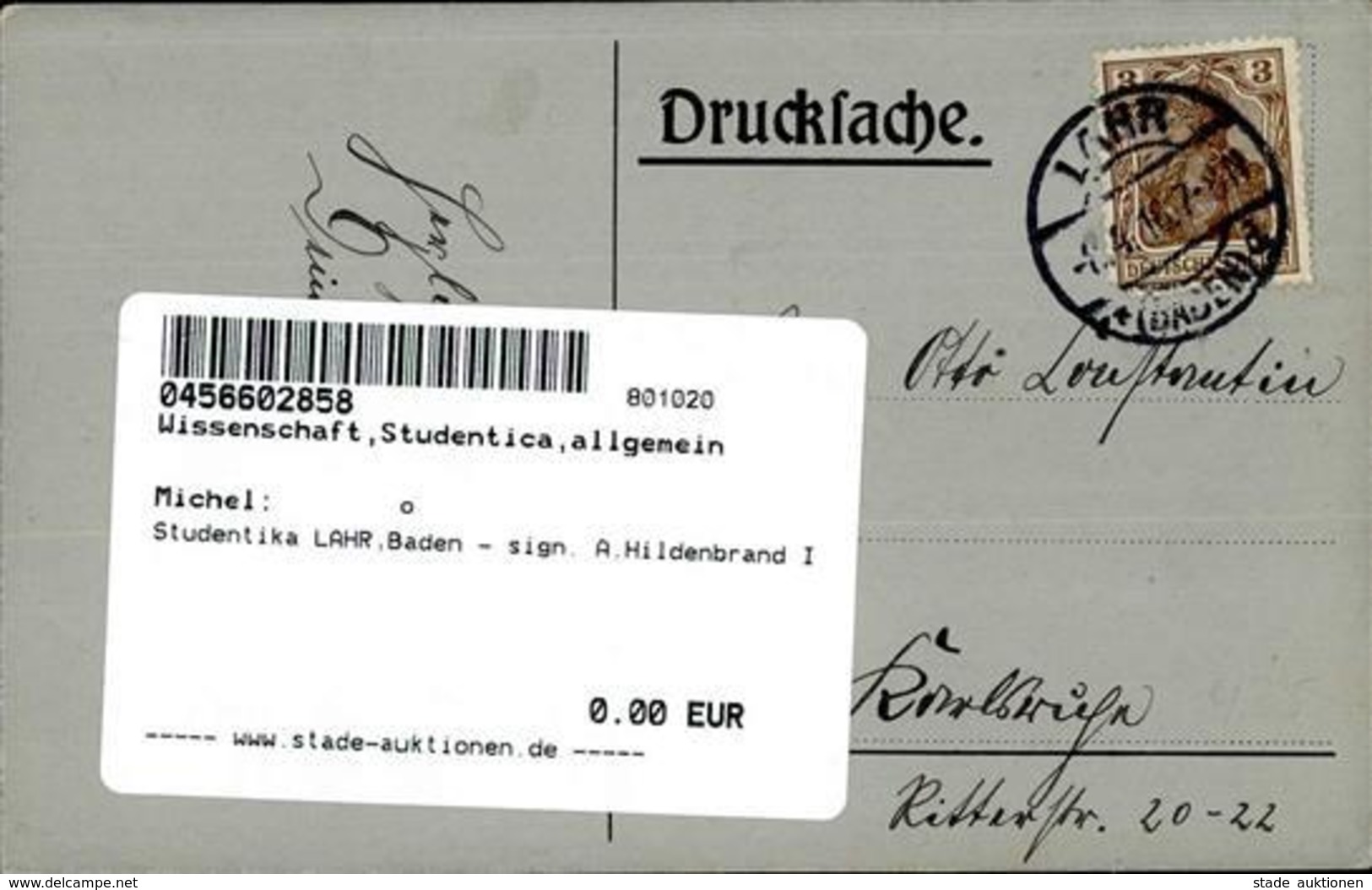 Studentika LAHR,Baden - Sign. A.Hildenbrand I - Unclassified