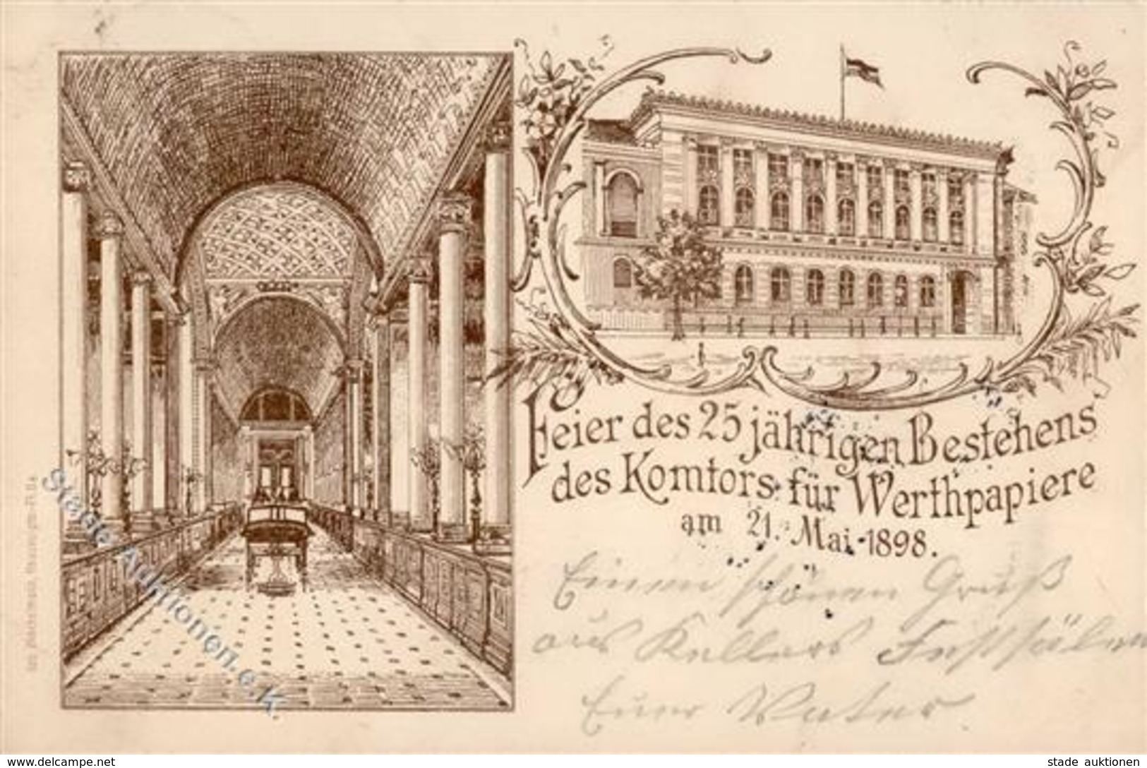 Berlin (1000) Feier Des 25 Jährigen Bestehens Des Komtors Für Wertpapiere 21.5.1898 1898 I-II - Weltkrieg 1914-18