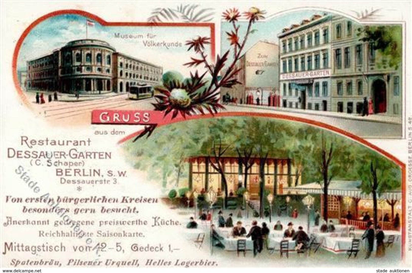 Berlin (1000) Gasthaus Dessauer Garten Straßenbahn Dessauerstrasse 3 1901 I-II - Weltkrieg 1914-18