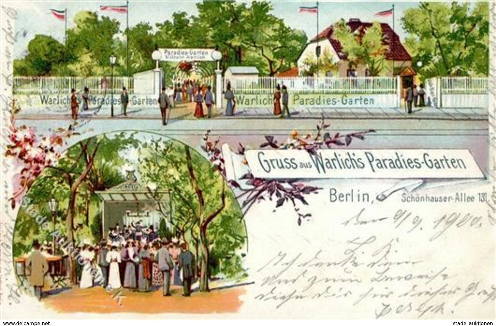 Berlin (1000) Gasthaus Paradies Garten Warlich Schhönhauser Allee 1900 II (Einriss) - Weltkrieg 1914-18