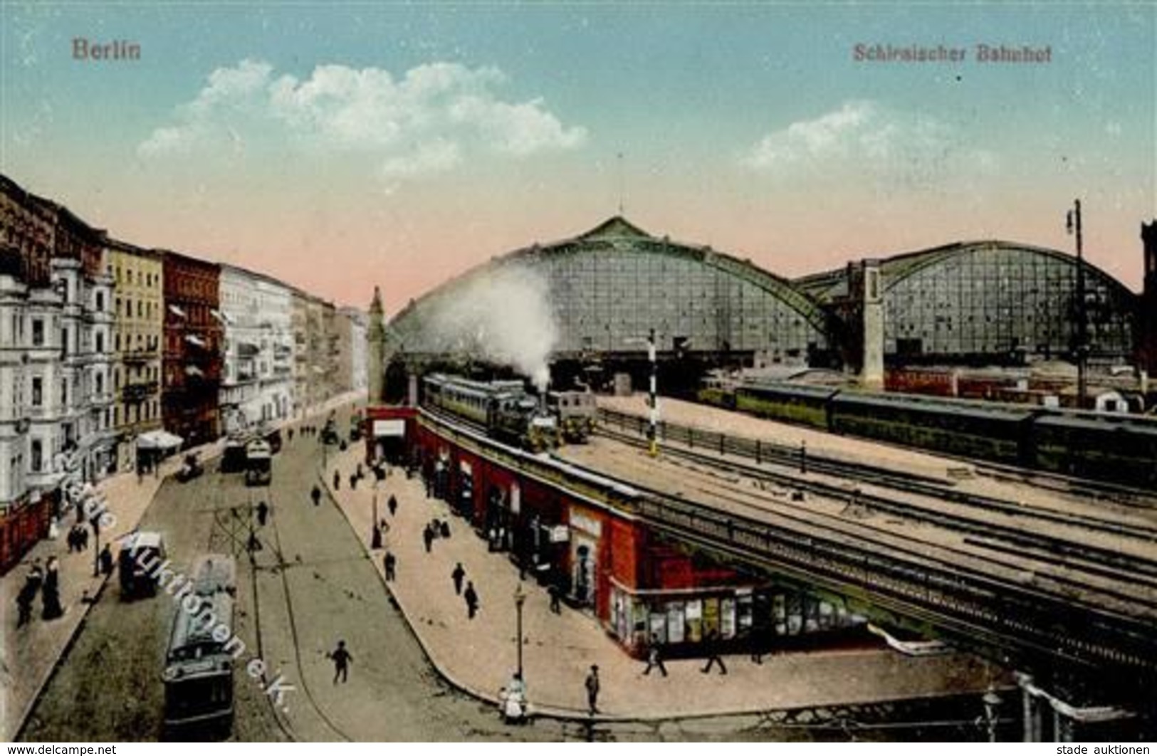 Berlin (1000) Schlesischer Bahnhof Eisenbahn Straßenbahn I-II (Ecken Abgestossen) Chemin De Fer - Weltkrieg 1914-18