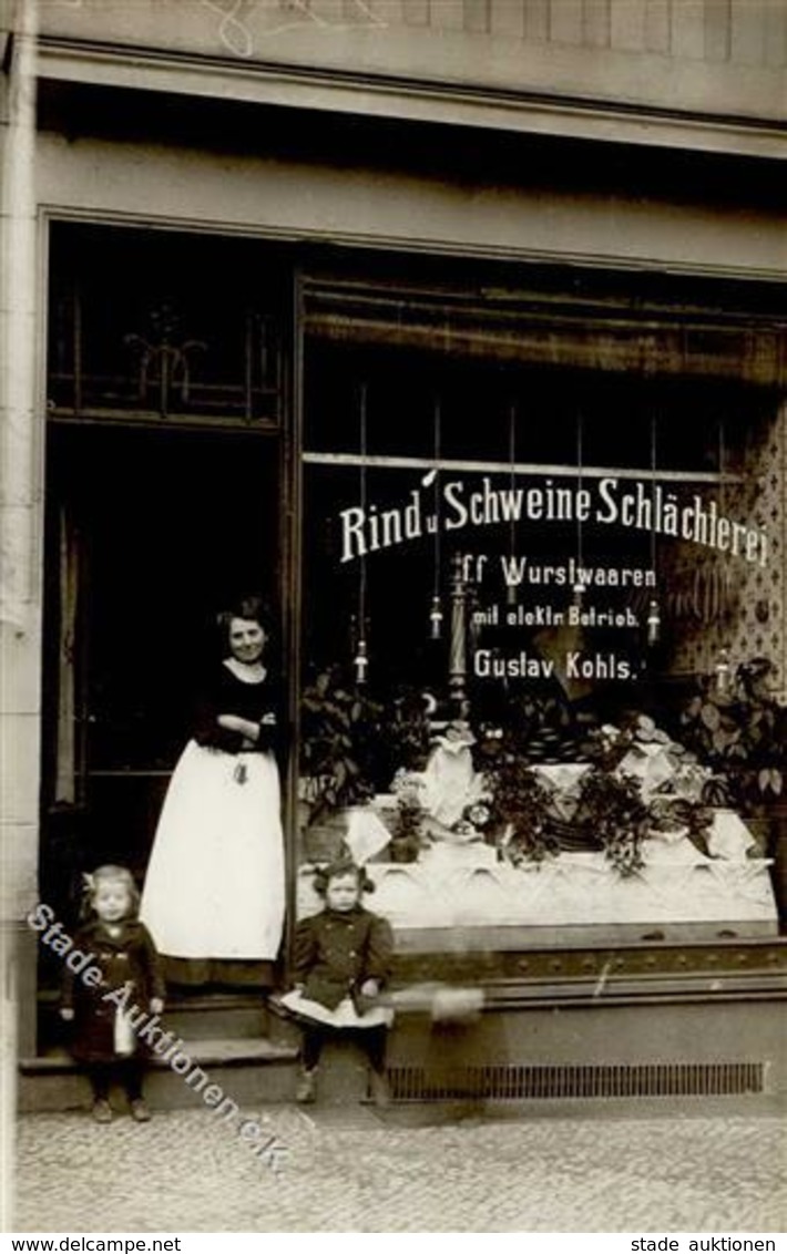 Berlin Friedrichshain (1000) Fleischerhandlung Rind Und Schweineschlächterei Gustav Kohls Georgenkirchstrasse 30a Foto-A - Guerre 1914-18