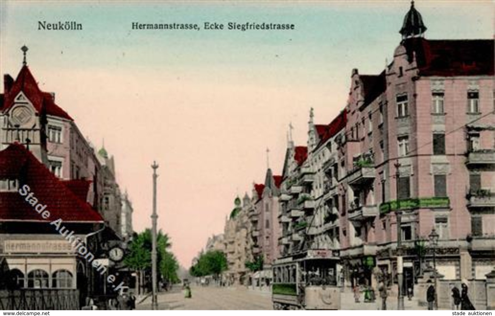 Neukölln (1000) Hermannstrasse Siegfriedstrasse Straßenbahn I- - Weltkrieg 1914-18