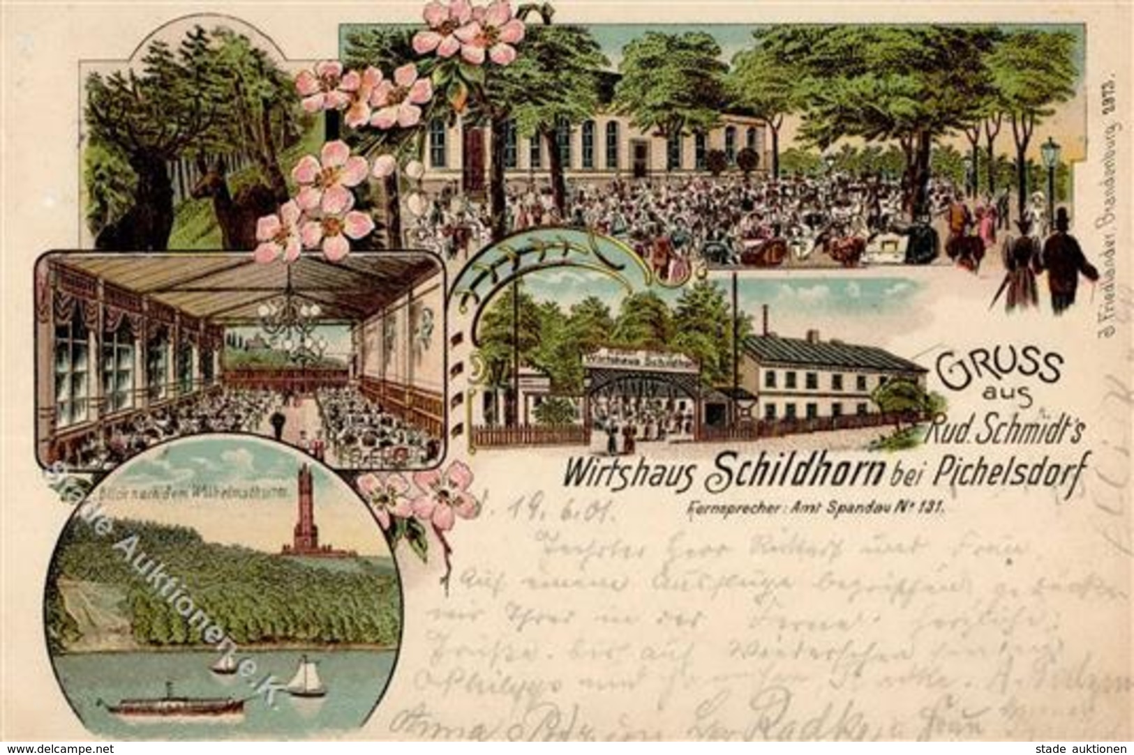 Pichelsdorf (1000) Gasthaus Schildhorn Rud. Schmidt Lithographie 1901 I-II - Guerre 1914-18