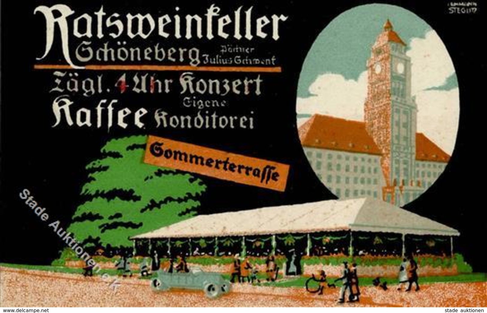 Schöneberg (1000) Cafe Ratsweinkeller Signiert II (Randmängel) - Guerre 1914-18