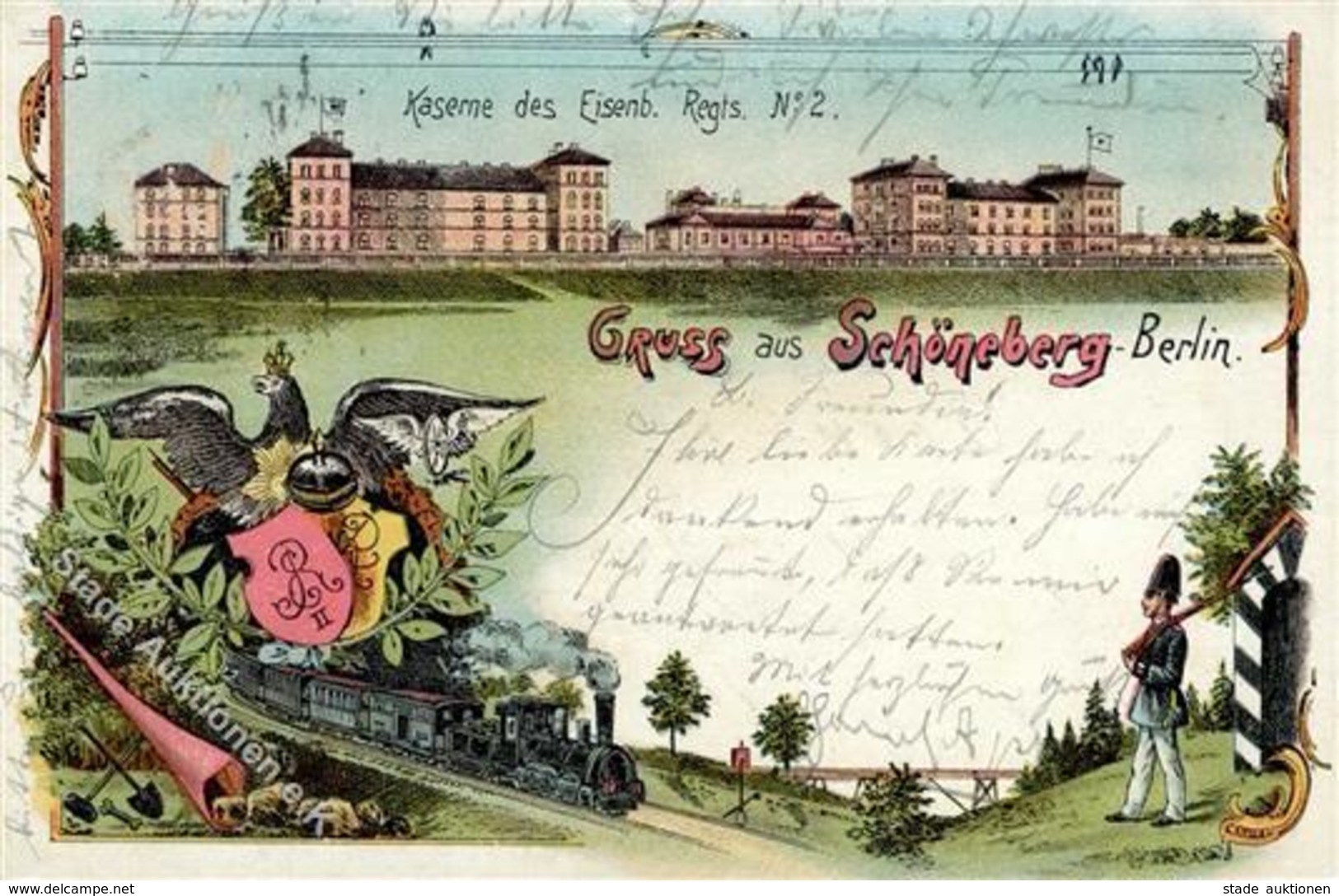 Schöneberg (1000) Kaserne Des Eisenb. Regiments Nr. 2 Eisenbahn Lithographie 1901 I-II Chemin De Fer - War 1914-18