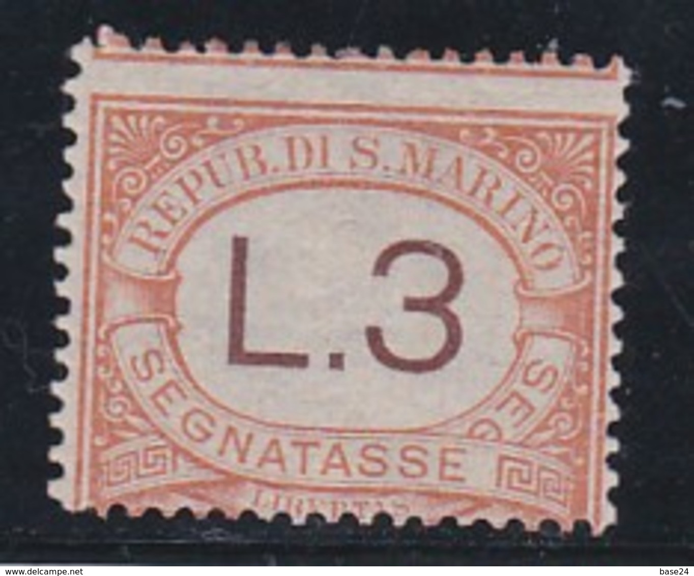 1925 San Marino Saint Marin SEGNATASSE 3 LIRE ARANCIO (25) MLH* POSTAGE DUE - Segnatasse