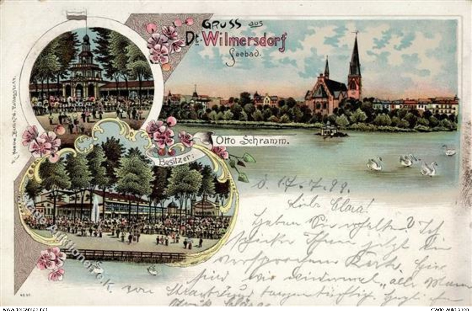 Wilmersdorf (1000) Gasthaus Seebad  Lithographie 1899 II (Ecken Abgestoßen) - War 1914-18