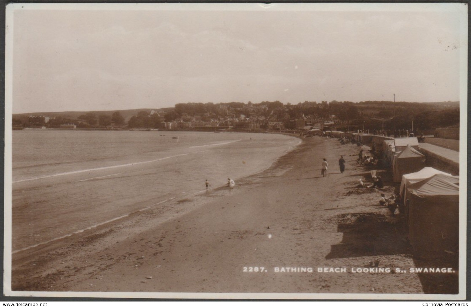 Bathing Beach Looking South, Swanage, Dorset, C.1930s - Sweetman RP Postcard - Swanage