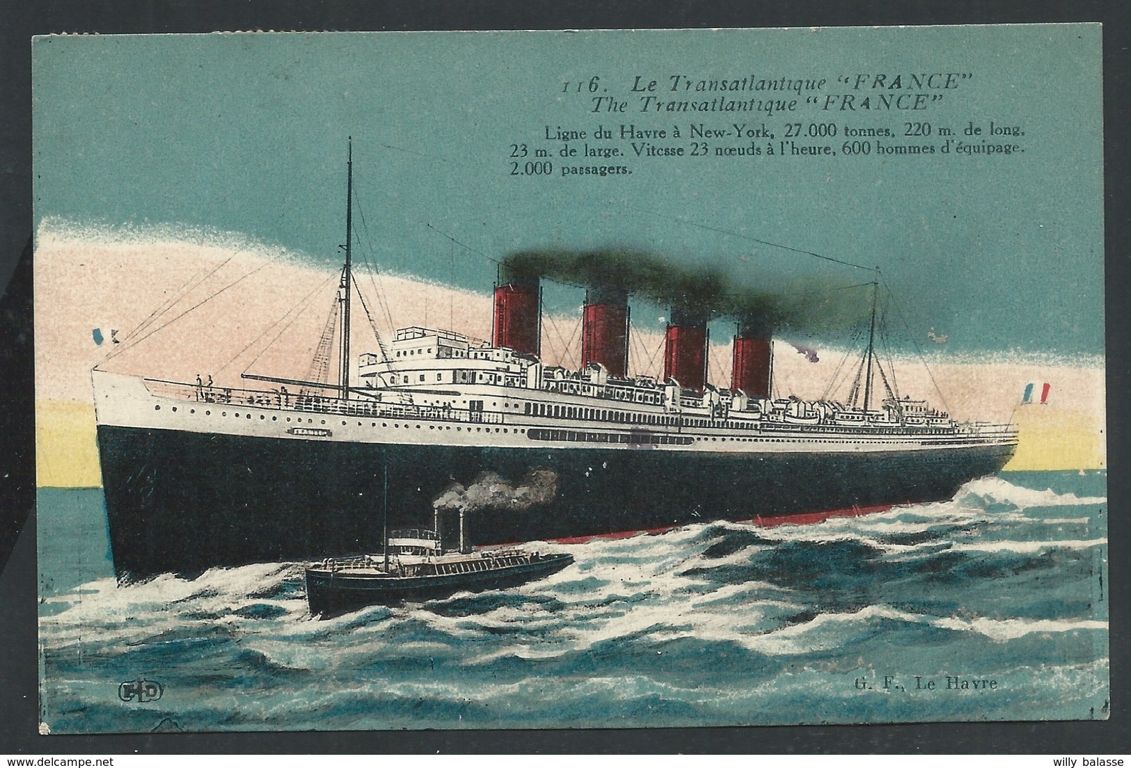 +++  CPA - Bateau - Le Transatlantique " FRANCE " - Ligne Du Havre à New York  // - Dampfer