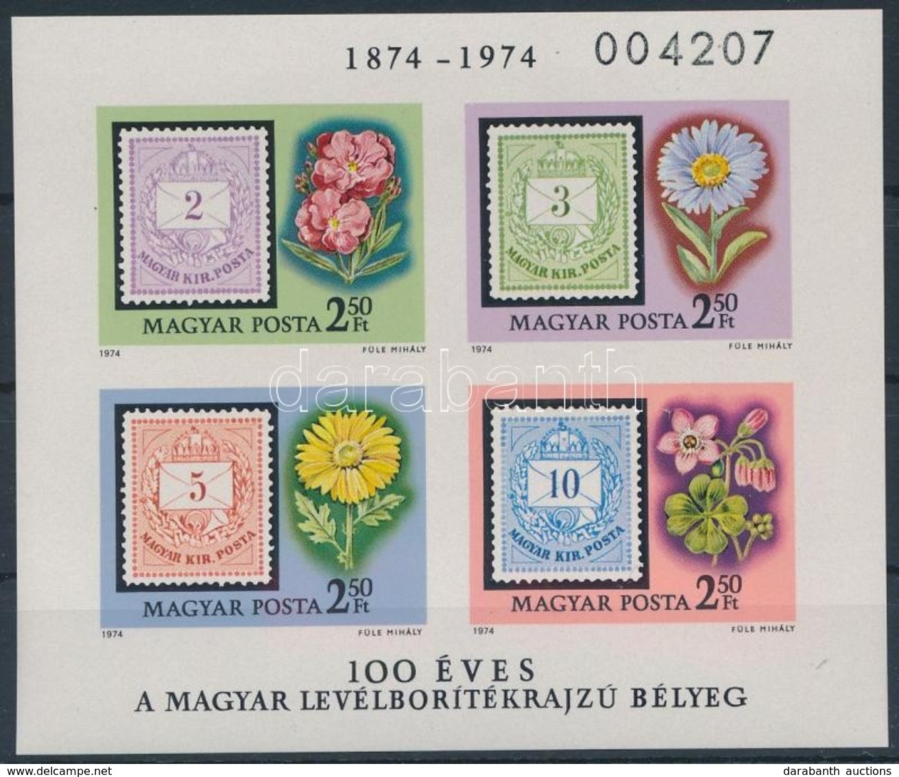 ** 1974 100 éves A Levélborítékrajzú Bélyeg Vágott Blokk (4.000) - Other & Unclassified