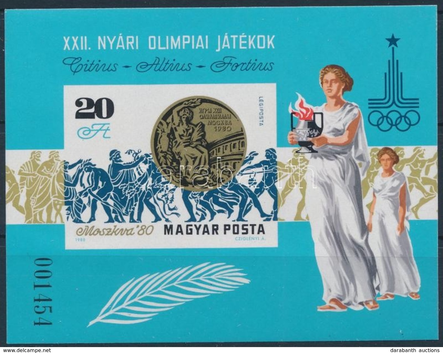 ** 1980 Olimpiai érmesek (IV.) Vágott Blokk (4.000) - Other & Unclassified