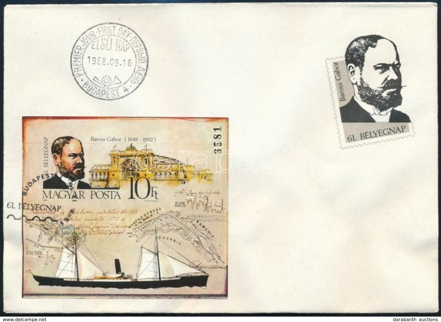 1988 Bélyegnap (61.) Vágott Blokk FDC (7.000) - Other & Unclassified