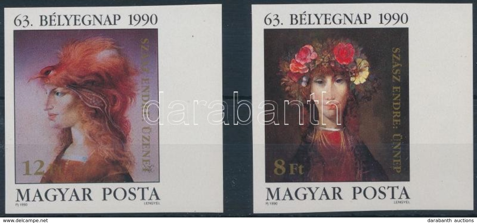 ** 1990 Bélyegnap (63.) - Festmények (XXII.) Vágott ívszéli Sor (4.500) - Other & Unclassified