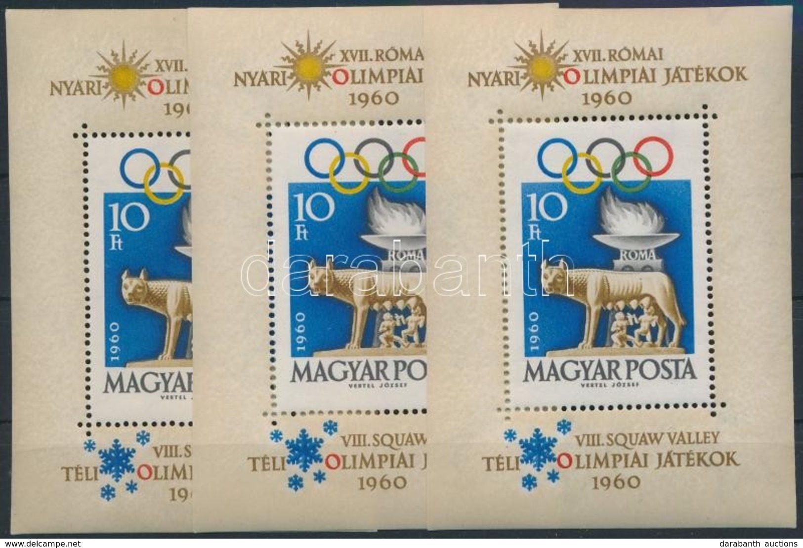 ** 1960 3 Db Római Olimpia Blokk (15.000) - Other & Unclassified