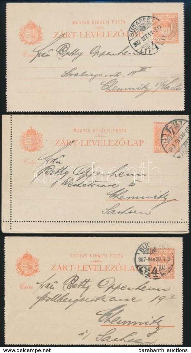 1902-1907 3 Db Díjjegyes Zárt Levelez?lap Németországba - Other & Unclassified