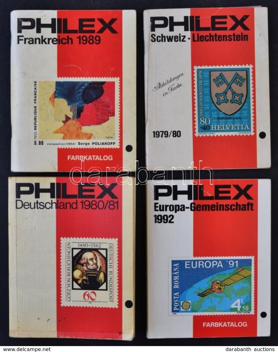 4 Db Philex  Zsebkatalógus: Svájc-Liechtenstein 1979/80, Németország 1980/81, Franciaország 1989 és Europa CEPT 1992 - Other & Unclassified