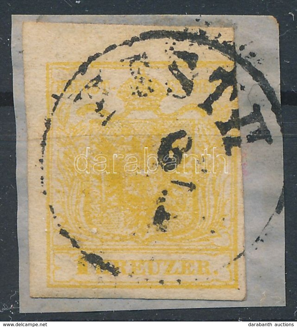 1850 1kr MP III. Krómsárga ,,PESTH' Certificate: Steiner - Other & Unclassified