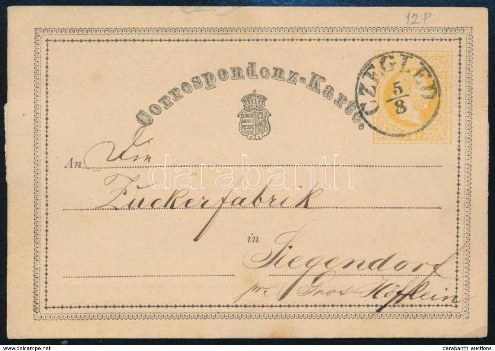 1870 Díjjegyes Levelez?lap ,,CZEGLED' - Other & Unclassified