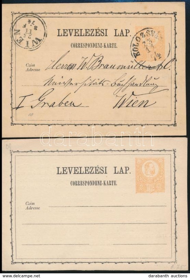 1873 Használatlan Díjjegyes Levelez?lap Hátoldalán Malomipari árjegyzék + 1874 Díjjegyes Levelez?lap ,,KOLOZSVÁR' - Other & Unclassified