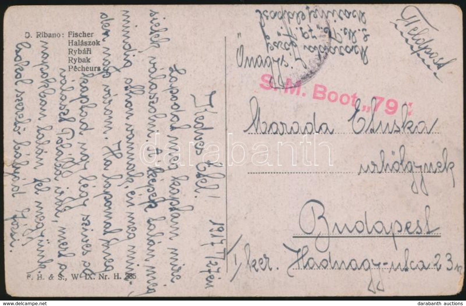 1917 Tábori Posta Képeslap 'S.M.Boot 79' - Other & Unclassified