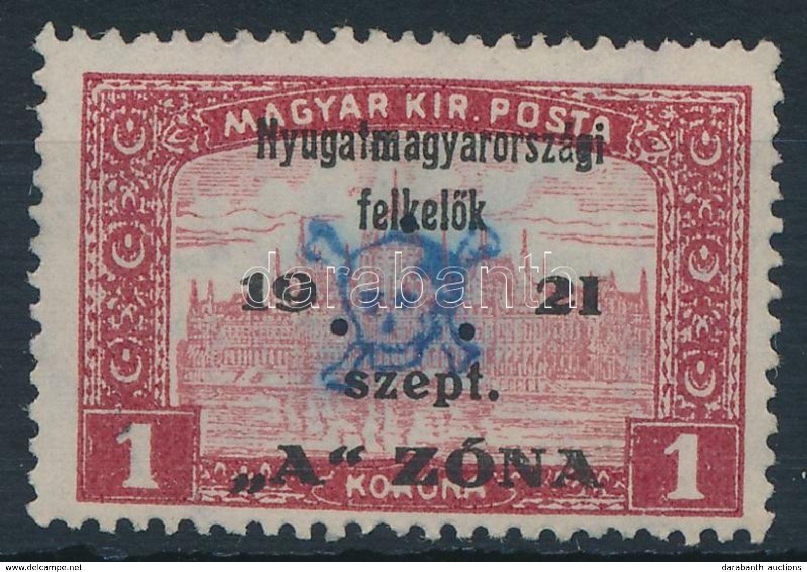 (*) Nyugat-Magyarország II. 1921 Parlament 1K Hármaslyukasztással, Bodor Vizsgálójellel (*30.000) - Other & Unclassified