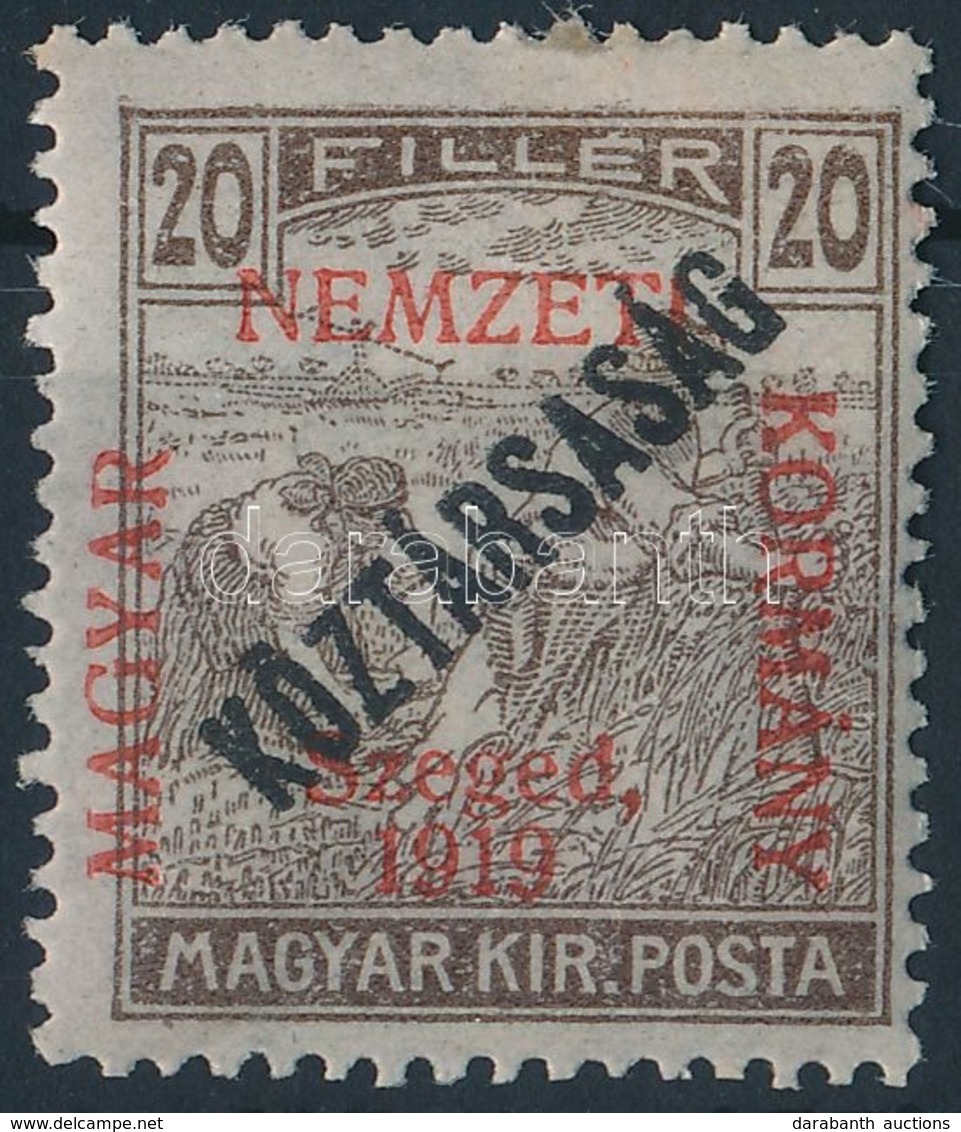 * Szeged 1919 Arató/Köztársaság 20f Bodor Vizsgálójellel (7.000) - Other & Unclassified