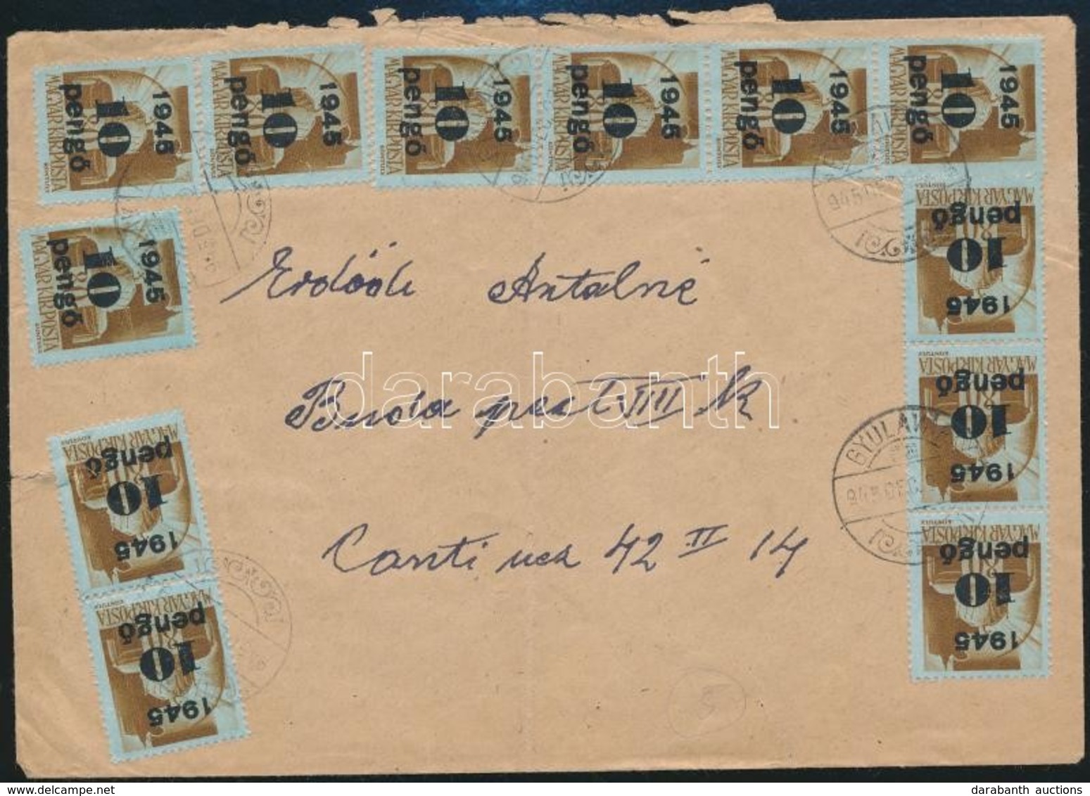 1945 (5. Díjszabás) Távolsági Levél Kisegít? 12 X 10P/80f Bérmentesítéssel - Other & Unclassified