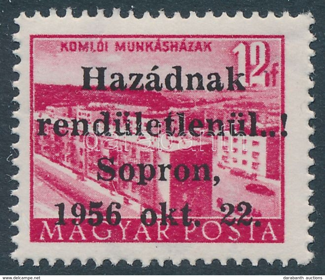 ** 1956 Sopron Épületek 12f Fekete Felülnyomat (135.000) Garancia Nélkül / No Guarantee - Other & Unclassified