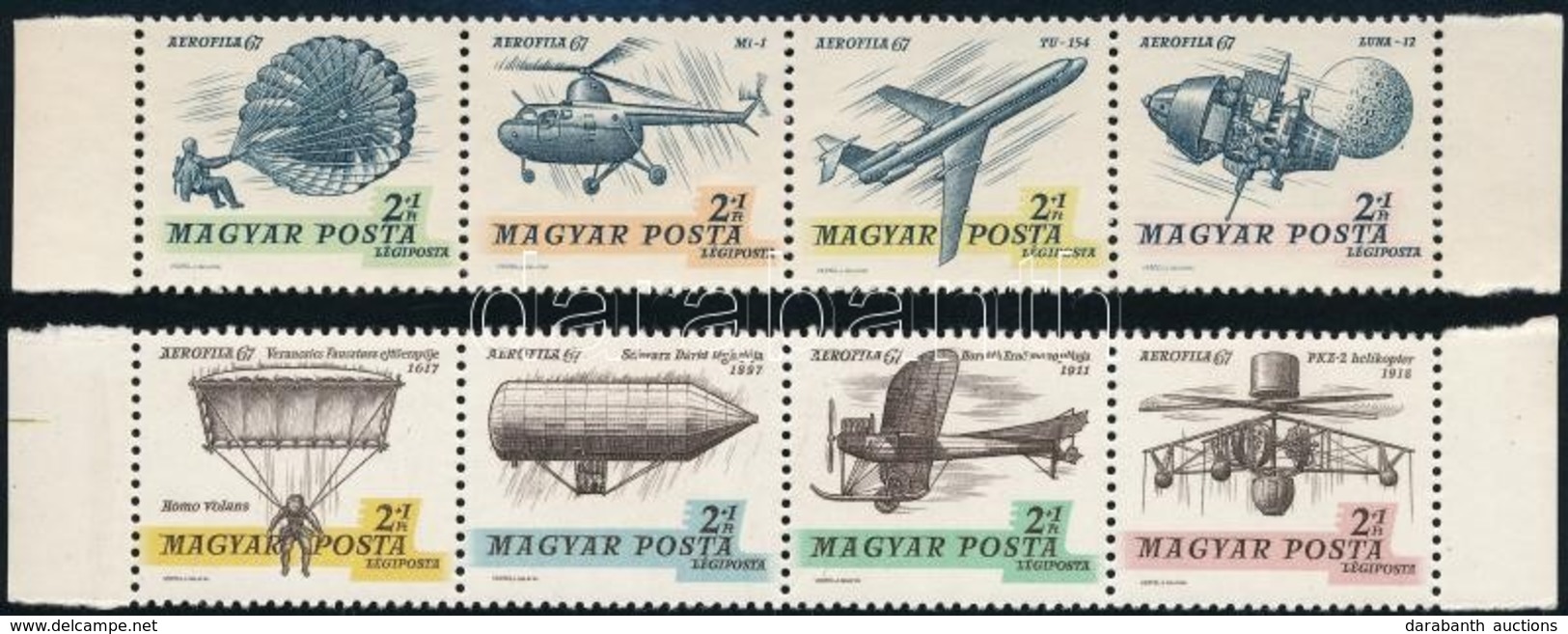 ** 1967 Aerophila (I.) + (II.) összefügg? Csíkokban és 2 Db Teljes ív (az Egyik Hajtott) - Other & Unclassified