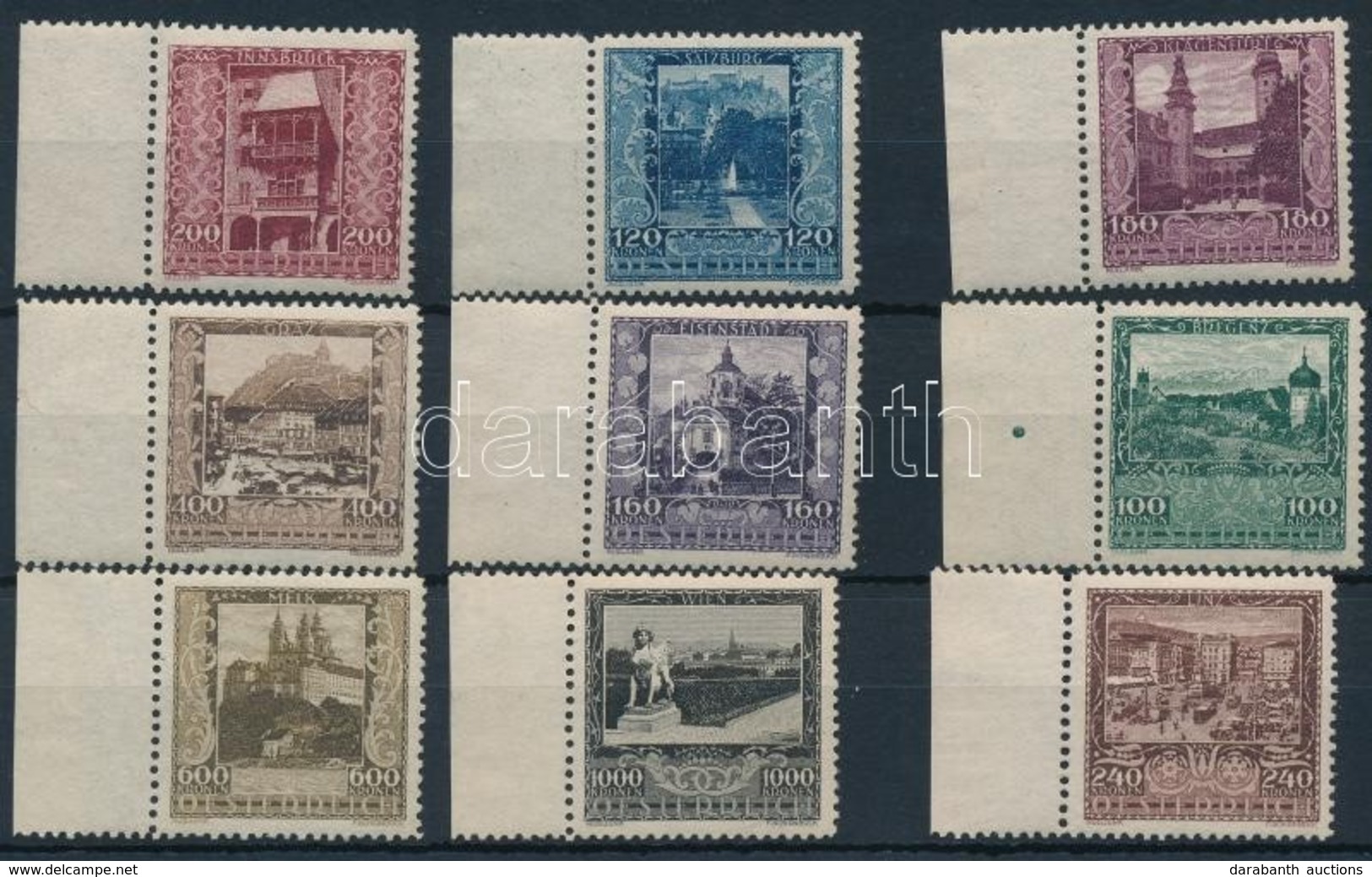 ** 1923 Tartományi F?városok ívszéli Sor Mi 433-441 - Altri & Non Classificati