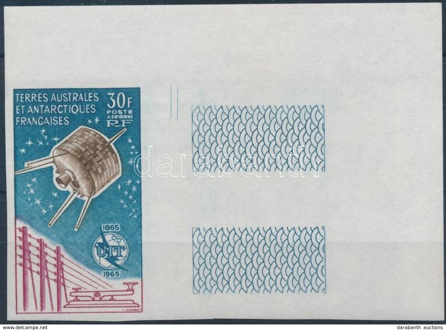 ** 1965 100 éves A Nemzetközi Távközlési Unió Mi 32 ívsarki Jobb Oldali üres Mez?s Vágott Bélyeg / Corner Imperforate St - Other & Unclassified