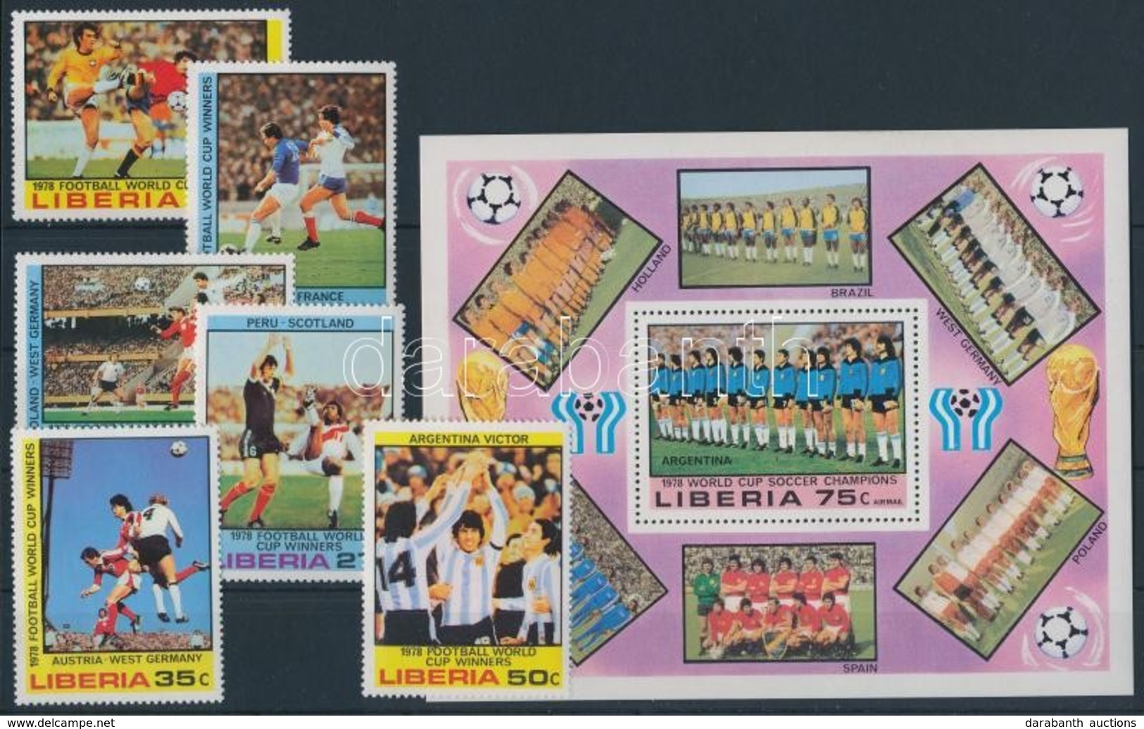 ** 1978 Sport; Labdarúgás Sor Mi 1075-1080 A + Blokk Mi 92 A - Other & Unclassified