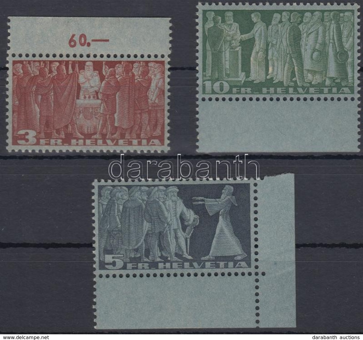 ** 1938 Mi 328 V-330 V ívszéli Sor / Margin Set - Other & Unclassified