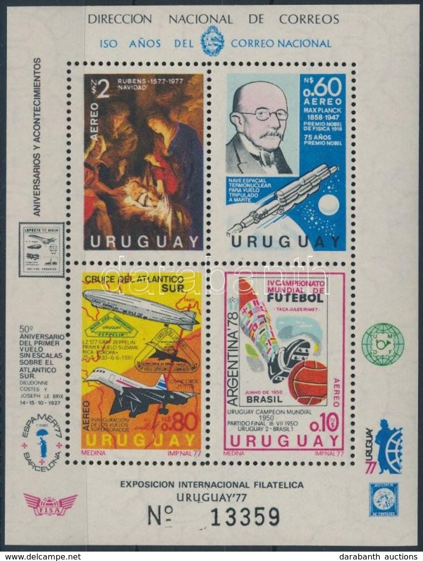 ** 1977 Labdarúgó VB, Rubens, Nobel-díj, Lindbergh Repülés Blokk Mi 33 - Other & Unclassified