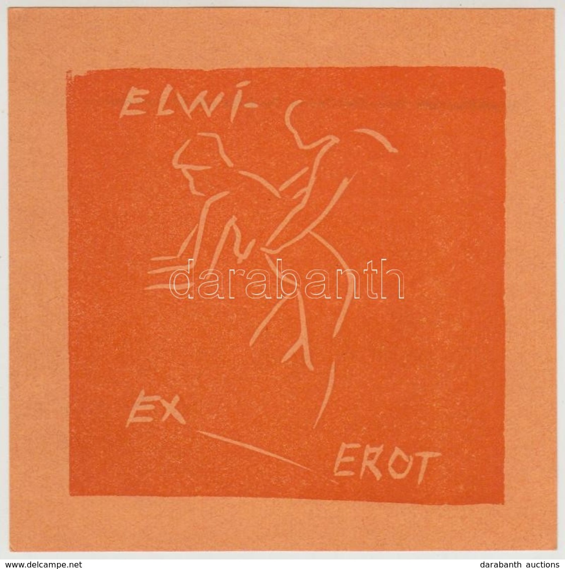 Börge Elwi Carlson (1917-2001): Erotikus Ex Libris. Klisé, Papír, Jelzett A Klisén, 7,5×8 Cm - Other & Unclassified