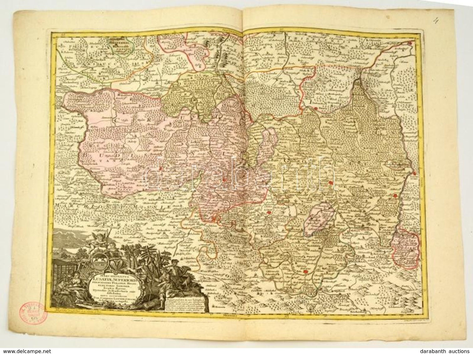 Lotter, Tobias Conrad: (1717-1777): Fels? Lausitz Hercegség Rézmetszet? Térképe. Marchionatus Lusatiae Superioris Bohemi - Prints & Engravings